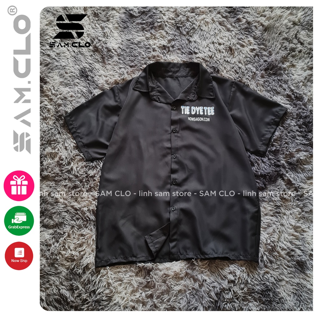 Áo SƠ MI NỮ form rộng cổ bẻ tay ngắn - lỡ dáng ulzzang freesize unisex mặc cặp, nhóm in chữ TIE DYE TEE màu đen | BigBuy360 - bigbuy360.vn