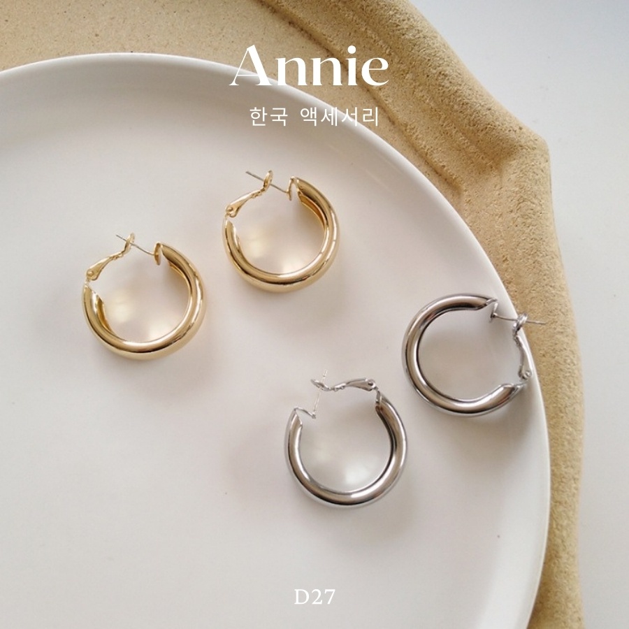 Bông tai tròn mạ vàng cá tính dành cho nữ ANNIE - D27