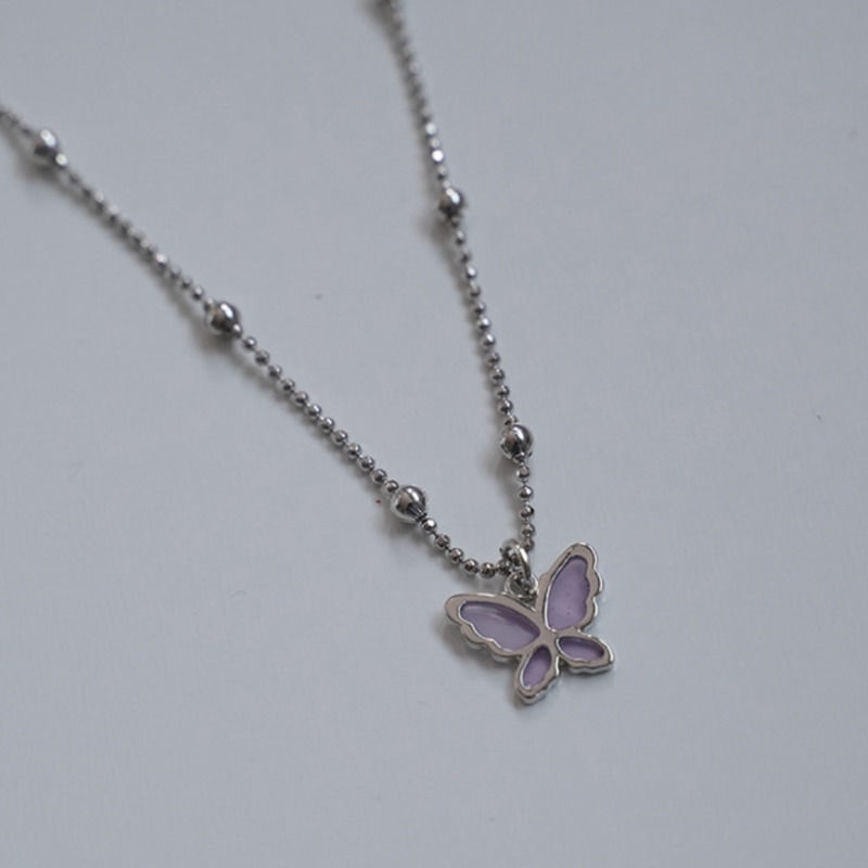 Dây Chuyền Hình Bướm Tím Phong Cách Hàn Quốc Xinh Xắn Cho Nữ