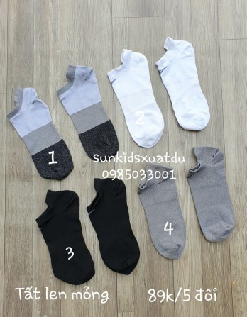 Set 5 Tất len mỏng cổ ngắn 4 màu