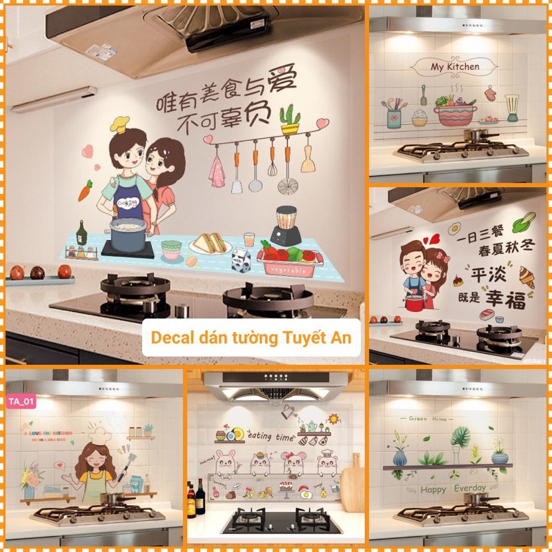 Tranh Dán Bếp Chống dầu mỡ , chống cháy khổ 60*90cm sẵn keo