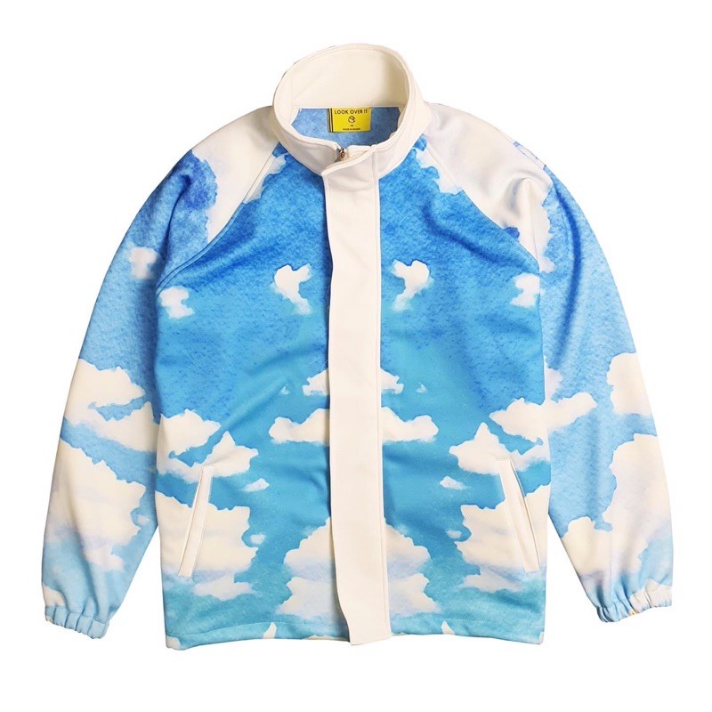 Áo khoác Bomber W2P trời xanh mây trắng nắng vàng bướm tím ulzzang chất liệu neoprene 3AK022