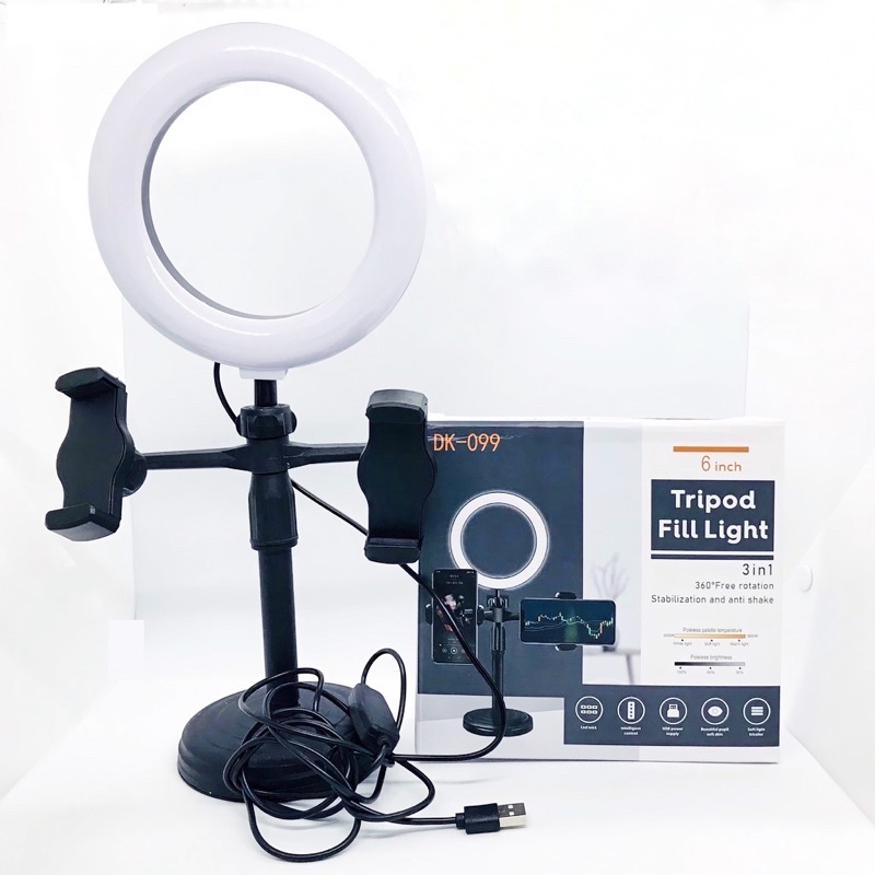 Đèn Bàn Livestream 2 kẹp giá để điện thoại đèn 16cm chỉnh 3 chế độ sáng cực chuẩn