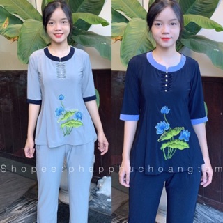 ĐỒ LAM ĐI CHÙA # THUN PHỐI THÊU SEN