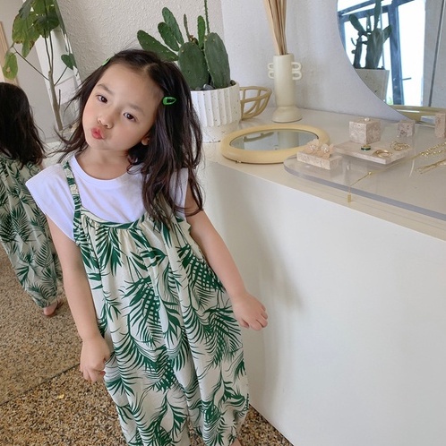 Bộ Áo Liền Quần Hai Dây Thời Trang Xuân Hè Cho Bé Gái