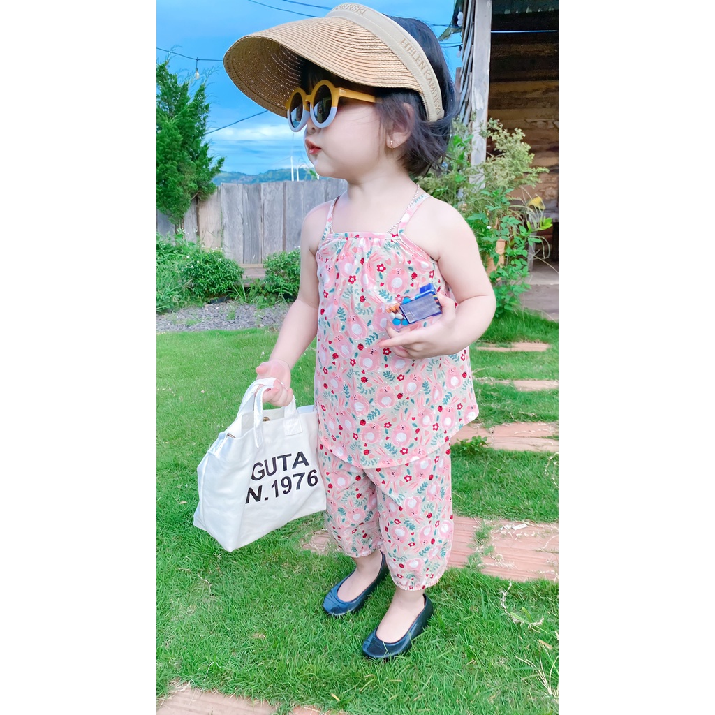 Set áo 2 dây quần thụng mùa hè cho bé gái 1 2 3 4 tuổi MINTSCLOSET Mint's Closet - GA2097