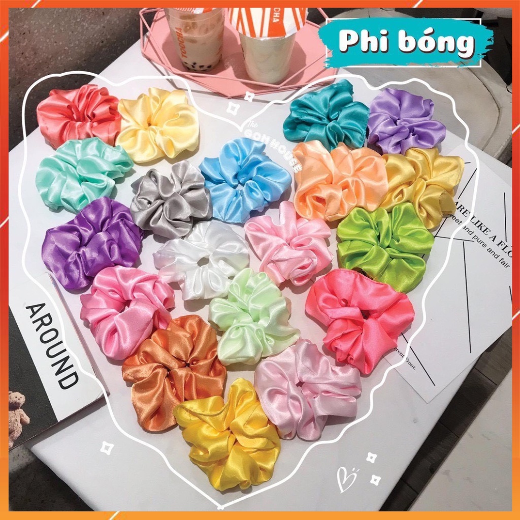 Buộc tóc cột tóc vải Scrunchies phi bóng , họa tiết  , hoa hot trend...