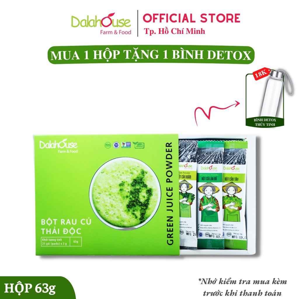 Bột Cần Tây, Rau Má, Diếp Cá, Cỏ Lúa Mì, Cải Xoăn, Củ Dền, Cải Bó Xôi Combo 7 Vi Bột Rau Củ Thải Độc Dalahouse