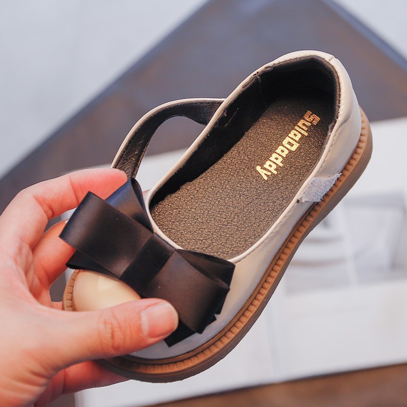 Giày Búp Bê Da Bóng Mềm Đính Nơ Phong Cách Hàn Quốc Cho Bé Gái 1-5 Tuổi M002