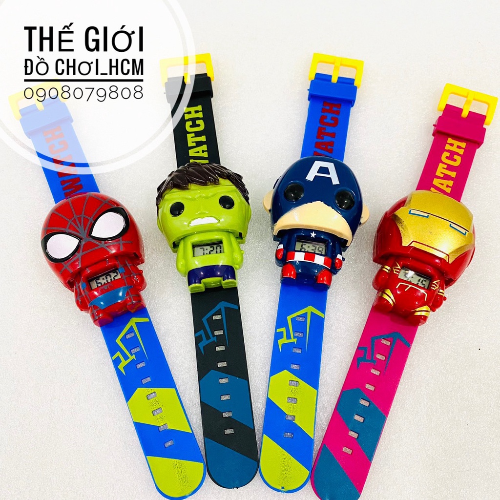 [HOT-NHIỀU MẪU] Đồ chơi đồng hồ đeo tay hình siêu nhân, siêu anh hùng Marvel cho bé thích Spiderman, Ironman… 899A-3