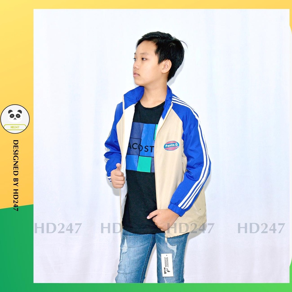 Áo khoác bé trai bé gái size đại phối màu dù 2 lớp cổ bẻ in hình cá tính HD247 0326
