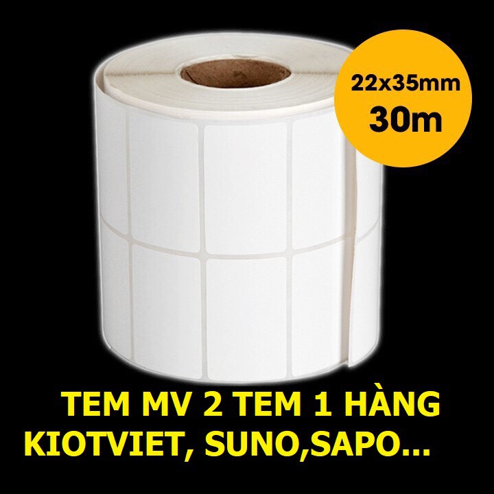 Giấy In Mã Vạch 2 Tem 35X22mm - Decal Nhiệt 2 Tem72X22 mm (KIOTVIET,SUNO,SAPO)