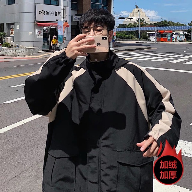 Áo khoác cardigan kaki túi hộp unisex Đen Kem nam nữ ulzzang Wind