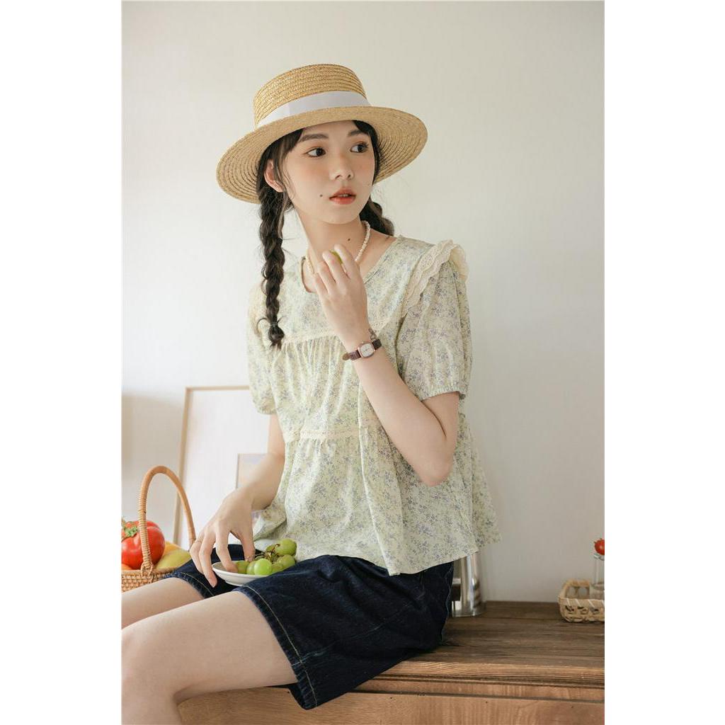 Áo Kiểu Tay Phồng Họa Tiết Hoa Thời Trang Mùa Hè Kiểu Pháp Mới 63206
