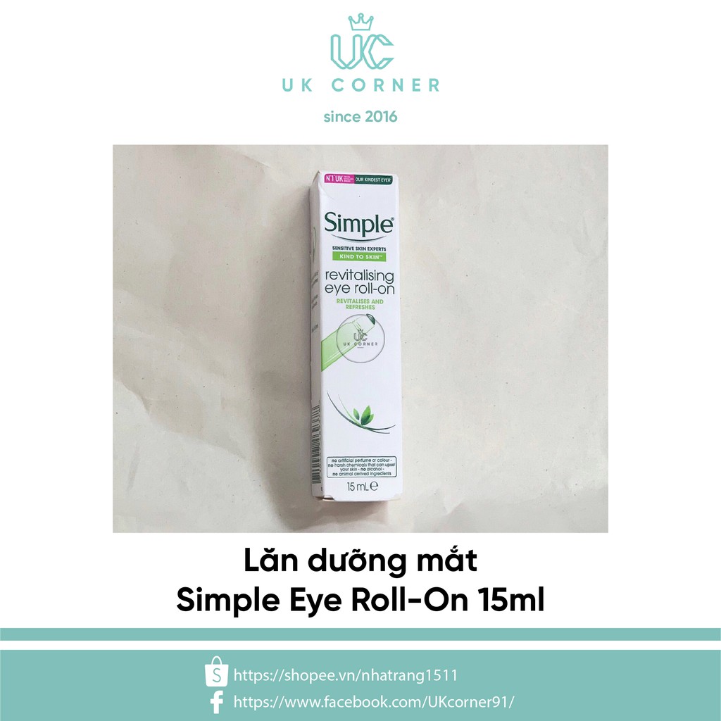 [MẪU MỚI] Lăn dưỡng mắt Simple Eye Roll-On 15ml