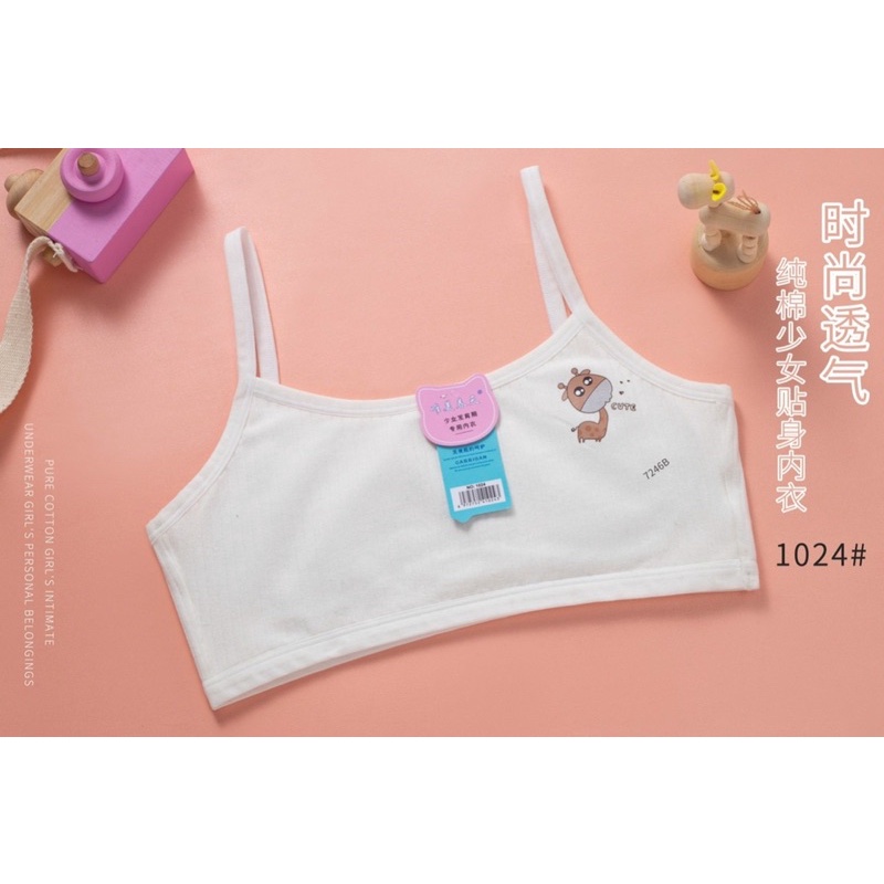 Áo bra /Áo lá học sinh cấp 1,2; đệm vải cotton cao cấp, co giãn, mềm mịn. Phom dưới 50kg. Ảnh và video thật. Mã A1024