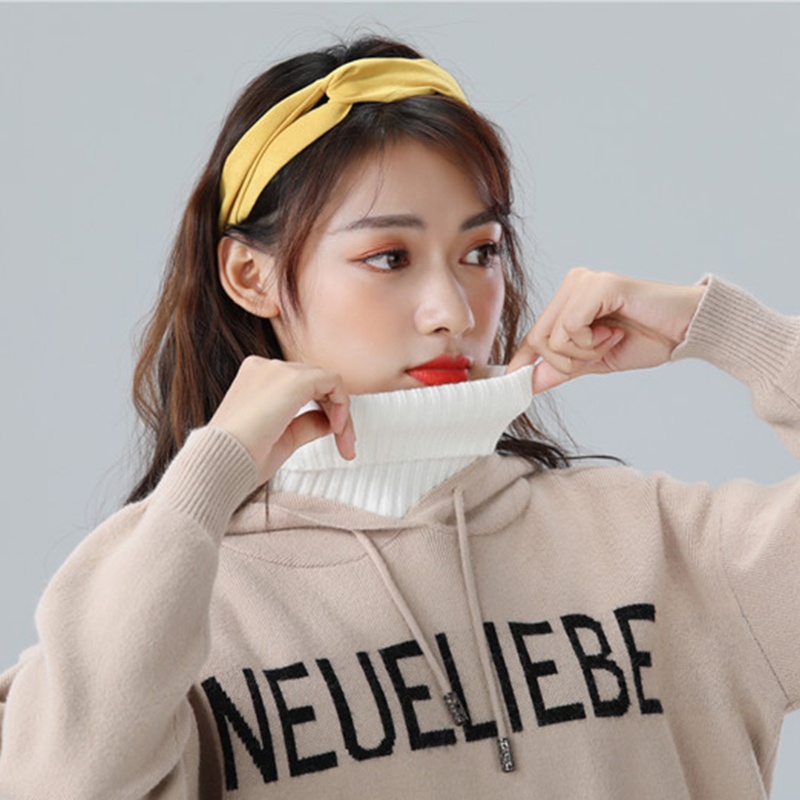 Áo len cổ lọ giả hai lớp màu trắng thời trang mùa đông cho nữ