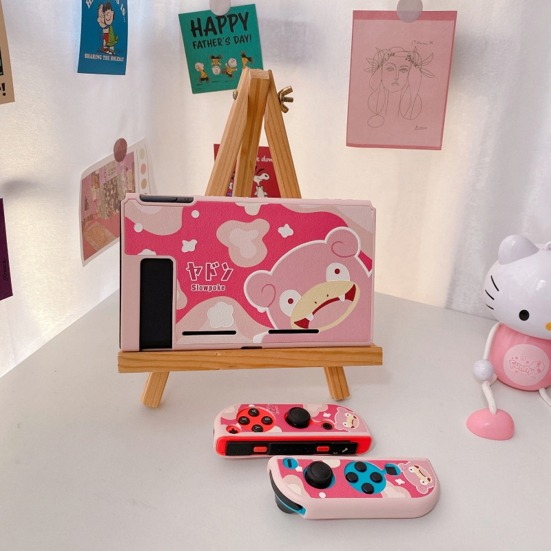 Vỏ bọc tay cầm điều khiển chơi game Nintendo Switch bằng da silicon hình hoạt hình dễ thương