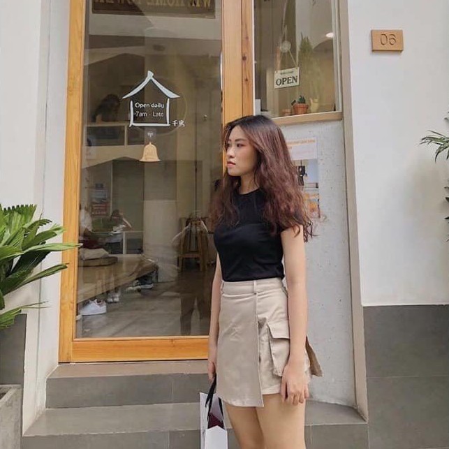 Chân váy kaki túi hộp chữ a bút chì ulzzang xẻ tà AnDuShop | BigBuy360 - bigbuy360.vn