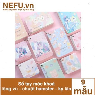 Sổ tay móc khoá lông vũ chuột hamster kỳ lân học từ vựng ngoại ngữ tiếng anh hàn nhật trung pháp
