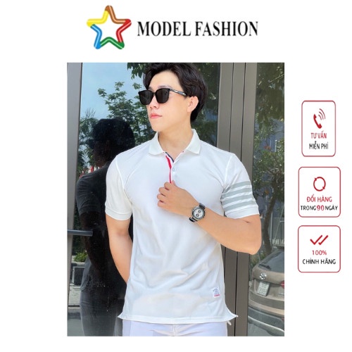 Áo thun polo nam nữ tay ngắn xanh dọc 3 màu ngang hàn quốc Model Fashion