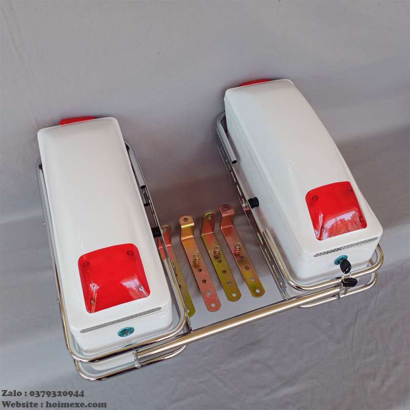 Cặp thùng hông xe máy màu trắng+ full phụ kiện.