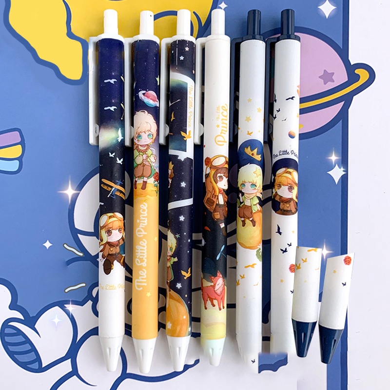 Set 6 Bút Bi Mực Đen 0.5mm Hình Hoàng Tử Bé Hoạt Hình Nhật Bản
