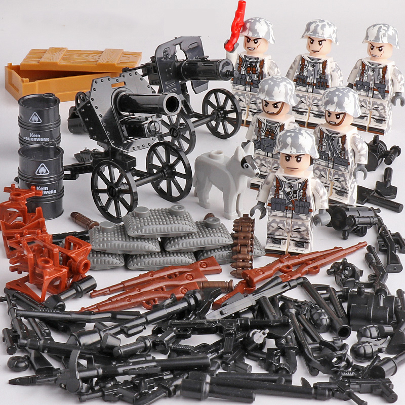 Lego Loạt quân sự Thế chiến thứ II xe vũ khí pháo binh Liên Xô khối xây dựng sáng tạo đồ chơi trẻ em tương thích với Legos