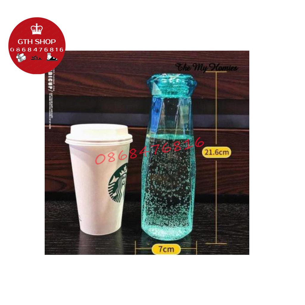 [GIÁ HỦY DIỆT] Bình nước thủy tinh màu dáng kim cương cao cấp  450ml-GTH SHOP | BigBuy360 - bigbuy360.vn
