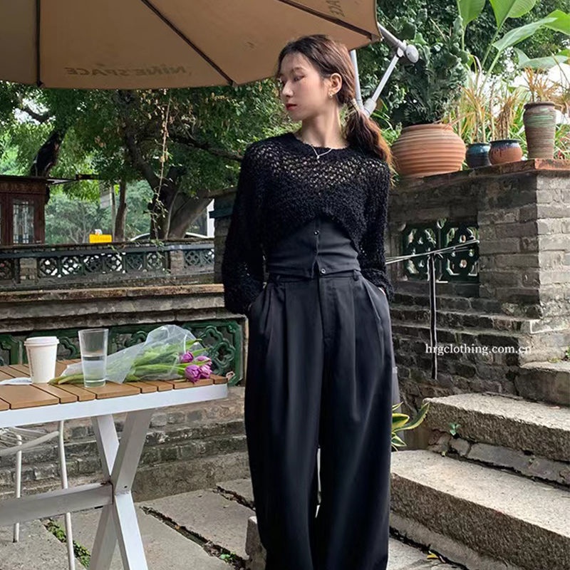 COZOK Áo Dệt Kim Tay Dài Chống Nắng Khoét Lỗ Quyến Rũ Hợp Thời Trang