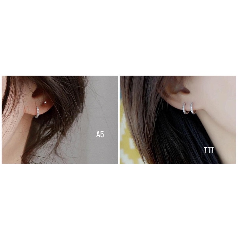 Bông bạc bấm 1 hàng đá. bạc ta nguyên chất.