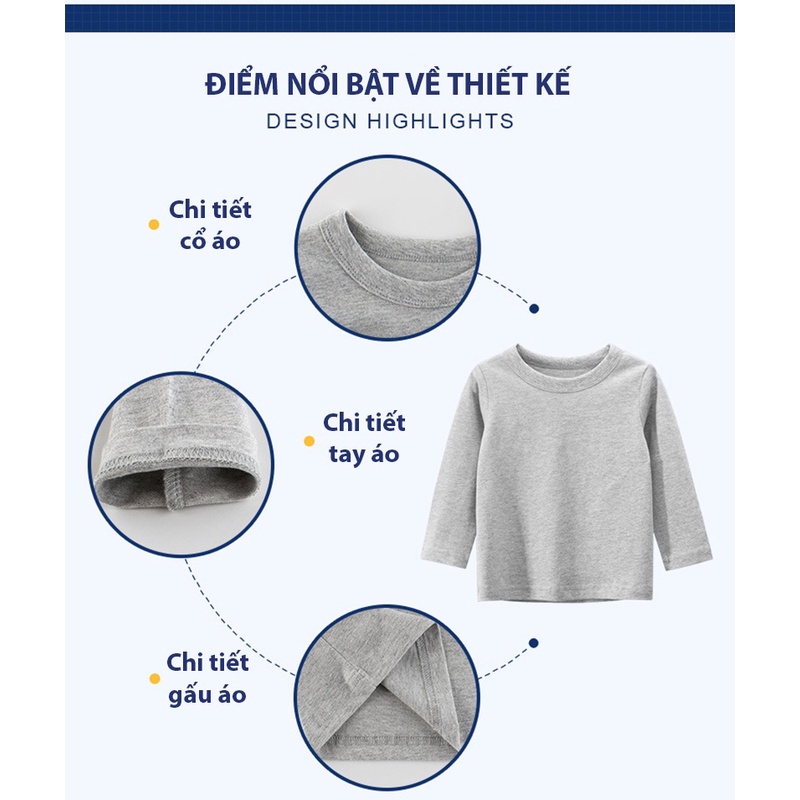 Áo Thun Dài Tay Cho Bé 27Kids, áo thun trơn nhiều màu chất liệu 100% cotton Cao Cấp cho bé trai &amp; bé gái 3 - 10 tuổi