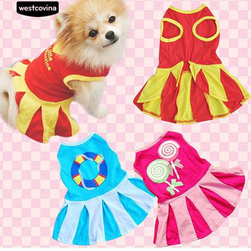 Đầm thun cotton họa tiết sọc màu đáng yêu cho chó cưng