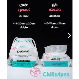  Khăn mặt khô Chillwipes dùng 1 lần lau khô lau ướt - Giấy lau mặt dùng một lần 