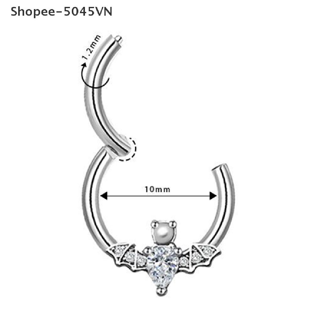 Khuyên Mũi Hình Dơi Bằng Thép Không Gỉ Đính Pha Lê