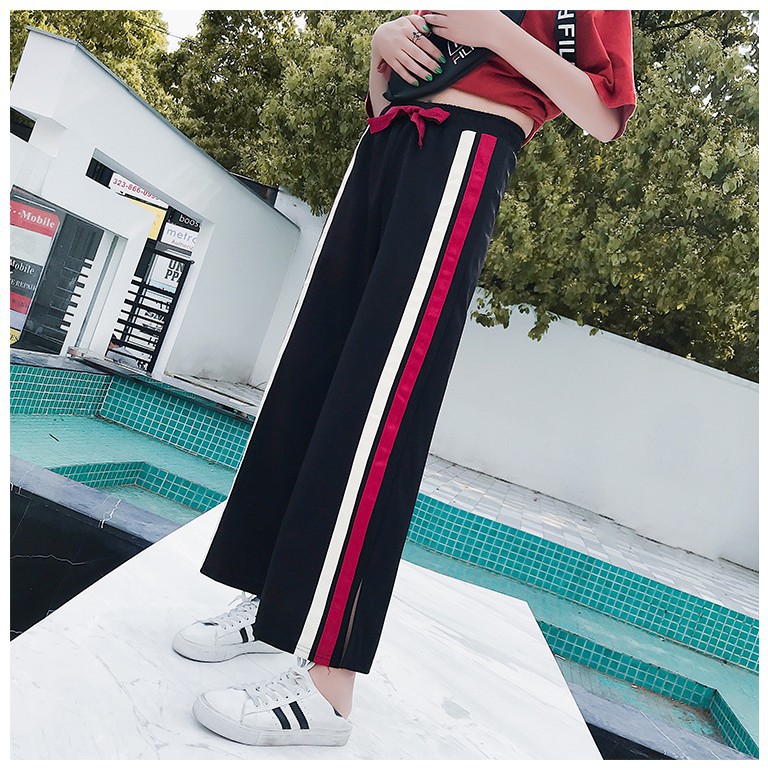 Quần thun dài lưng cao ống xẻ tà thời trang Hàn Quốc cho nữ | BigBuy360 - bigbuy360.vn