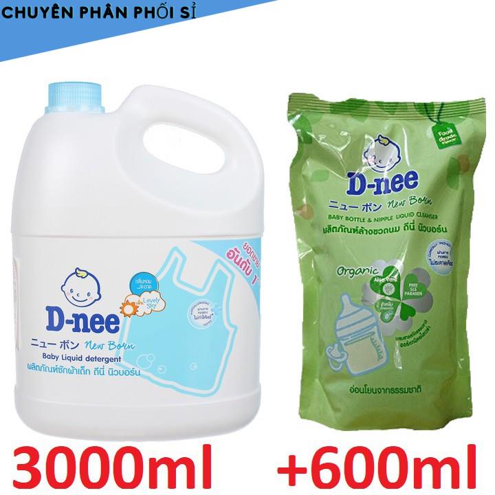 Nước Giặt Dnee Thái Lan Team Đại Thịnh 3000ml Và 1 Túi Rữa Bình Sữa 600ml