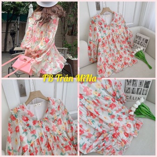 Đầm bbd hoa suông tay phồng