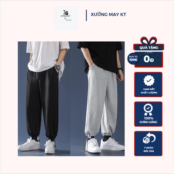 Quần  joger nam nữ bom chun ống rộng-quần joger trơn unisex full màu