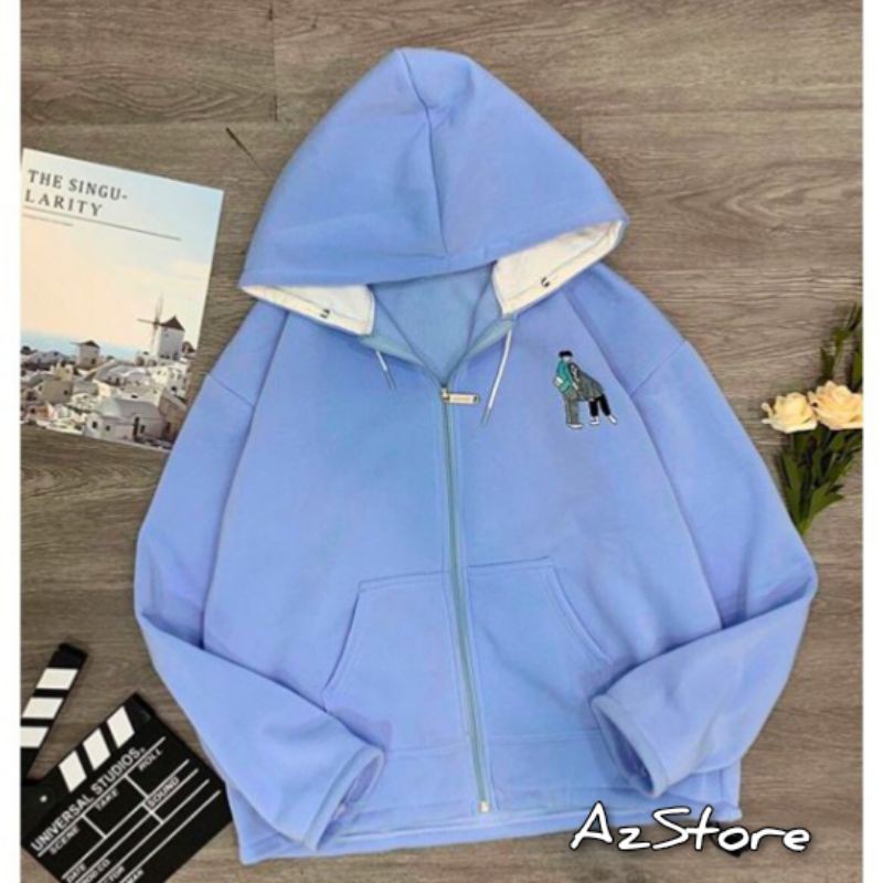 (FREESHIP) ❤ ÁO KHOÁC NỈ HOODIE NGOẠI Thêu 2 Người HOOIDE