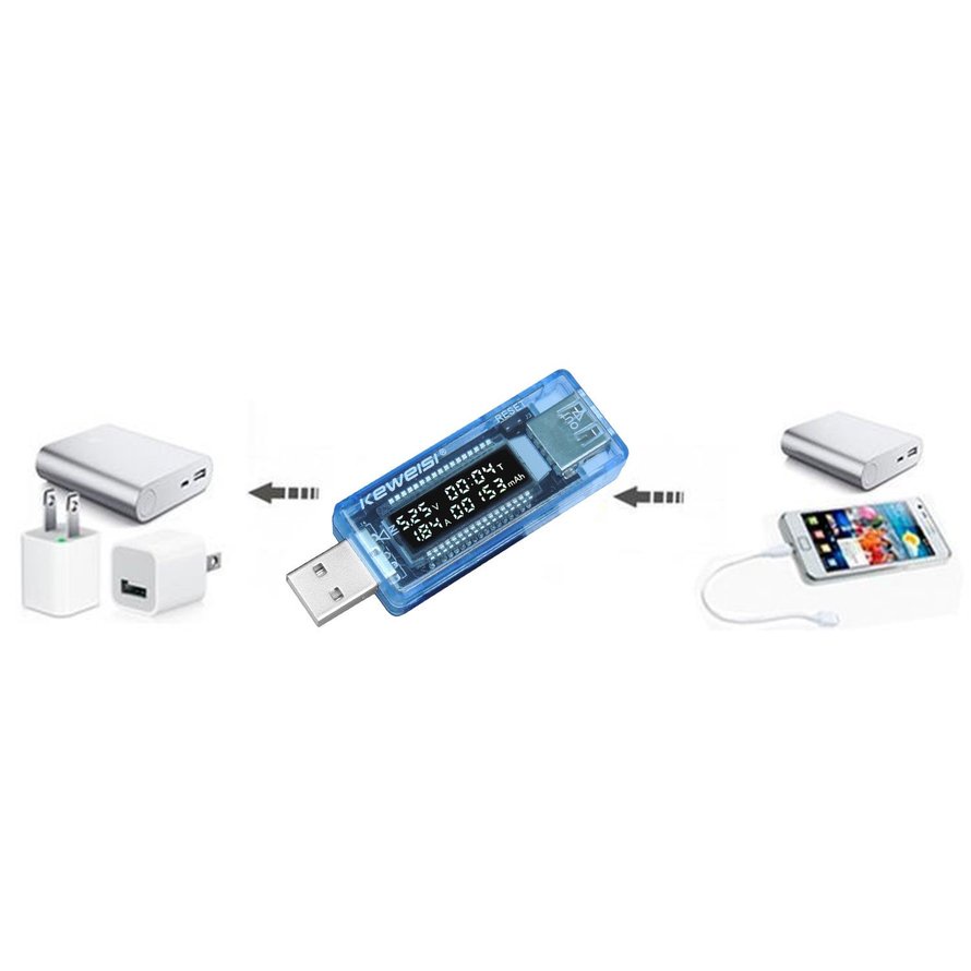 USB Tester Vôn kế 4V-30V Hiển thị thời gian Máy dò nguồn pin di động