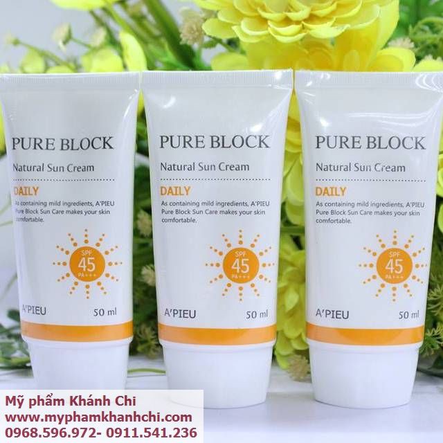 KEM CHỐNG NẮNG A’PIEU PURE BLOCK NATURAL DAILY-WATERPROOF SUN CREAM