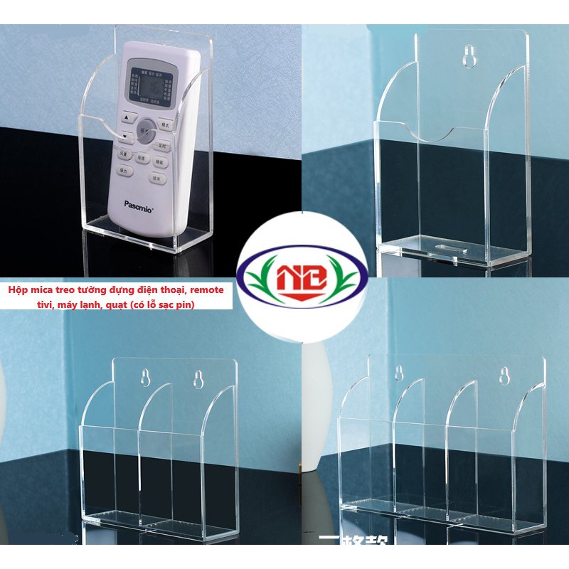 Hộp mica treo tường đựng điện thoại, remote tivi, máy lạnh, quạt