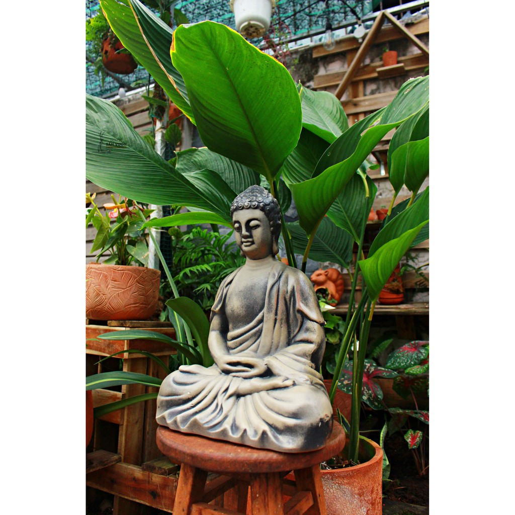 Tượng gốm đất nung (terracotta) hình PHẬT NGỒI (1 tượng D30 x H40cm) - tượng decor - gốm sứ sân vườn Bình Dương