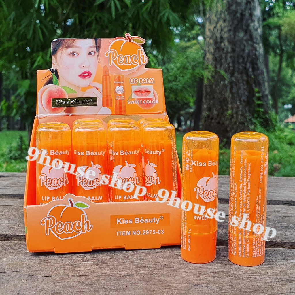 01 Son Dưỡng Môi Kiss Beauty PEACH Hương Đào 3,5gram