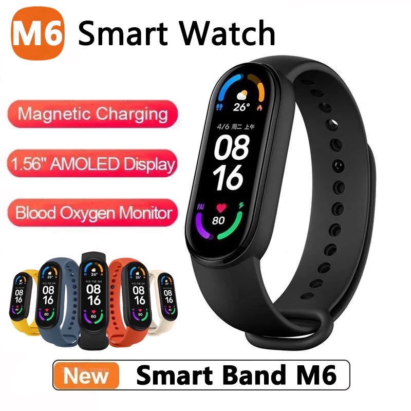 Đồng Hồ Thông Minh Xiaomi M6 Màn Hình Cảm Ứng Chống Nước Có Chức Năng Theo Dõi Nhịp Tim/ Huyết Áp Và Phụ Kiện