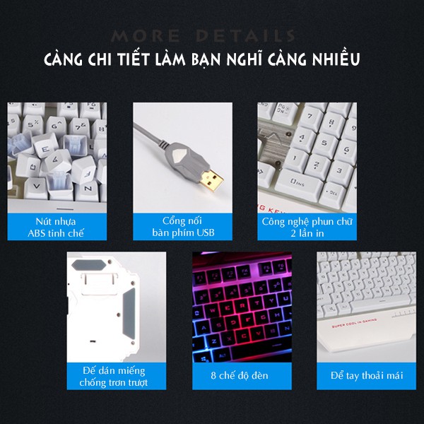 bàn phím chơi game chuyên nghiệp KB-301 Cát Thái, đèn nền 7 màu, đèn led 3 phân đoạn, hình dạng mới mẻ