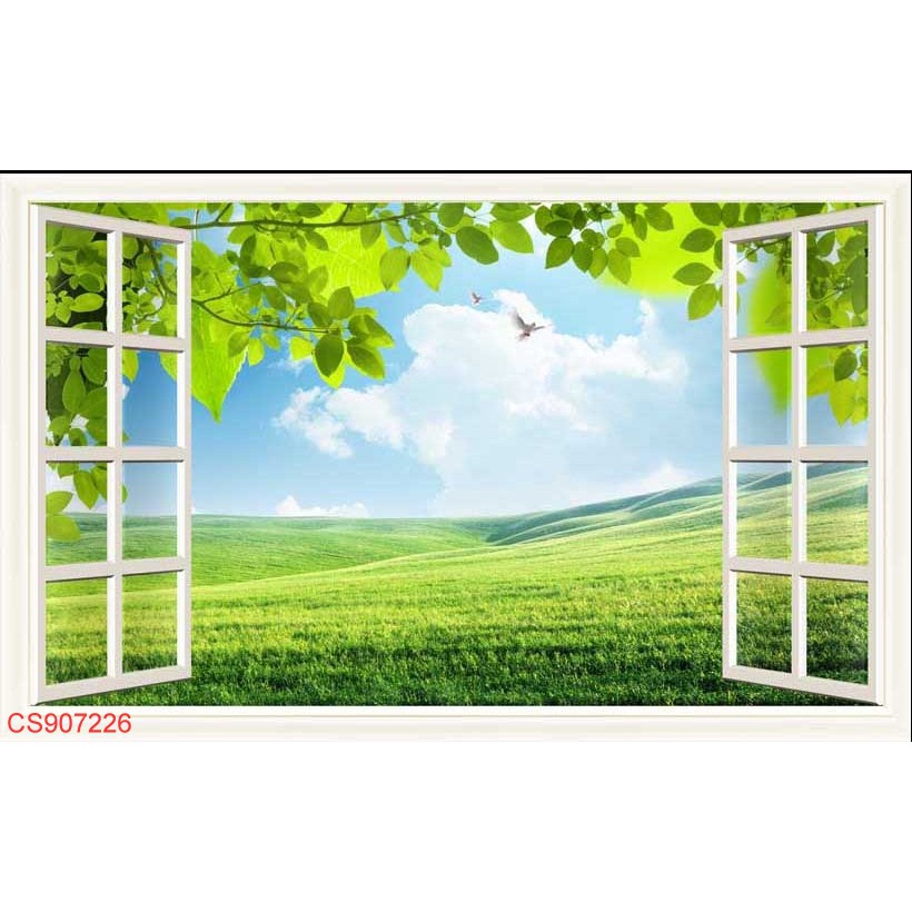 Với giả hình ảnh của một cửa sổ với tầm nhìn ra phong cảnh xanh, chúng ta có thể tạo ra một không gian sống động và thư giãn. Xem hình ảnh về tranh dán tường 3D giả hình ảnh cửa sổ để cảm nhận sự khác biệt của không gian bạn.