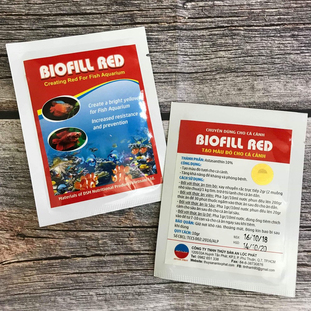 Biofill Red 10g – lên màu đỏ cho cá cảnh - Hàng Công Ty