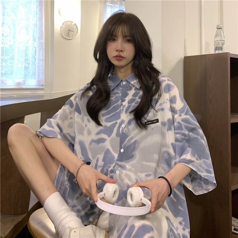 NRVP Áo Sơ Mi Dáng Rộng Thời Trang Hàn Quốc Cá Tính Cho Nữ